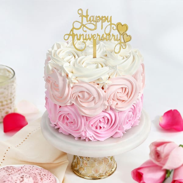 Pink Ombre Mini Anniversary Cake (300 Gm)