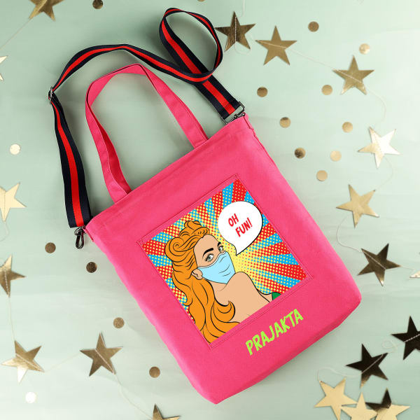Pink Pop Personalized Canvas Bag