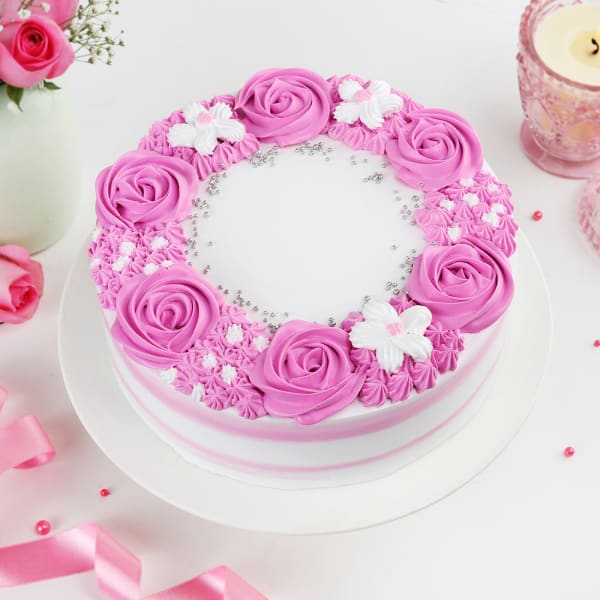 Pink Rosette Cake