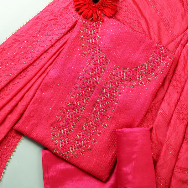 Pink Silk Dress Material For Women