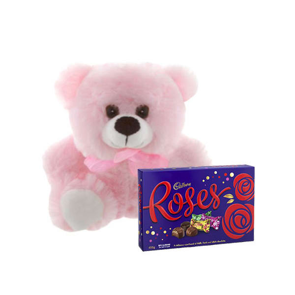 Pink Teddy with Cadbury Chocolate Box
