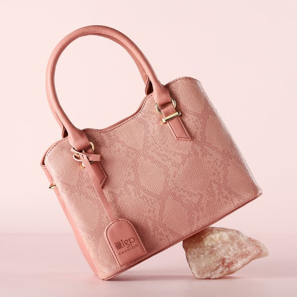 Pink Textured Handbag For Women