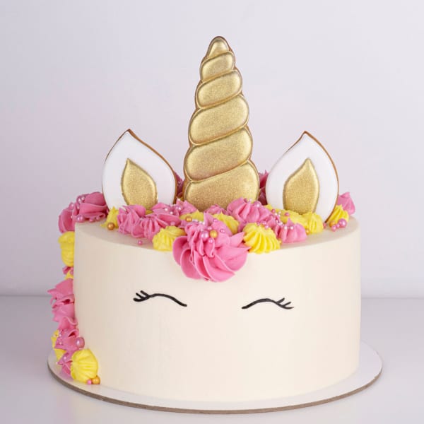 Pink & Yellow Blossoms Unicorn Cake (1.5 Kg)