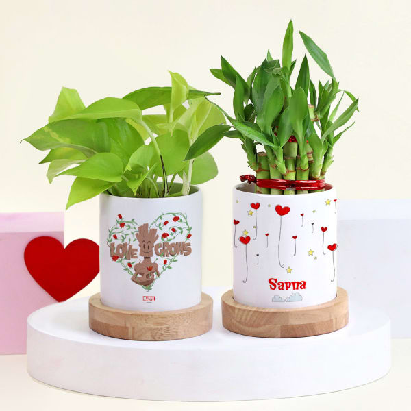 Plant Lovers Duo with Personalized Planters