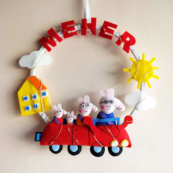Playful Cartoons Personalized Name Hoop Hanging