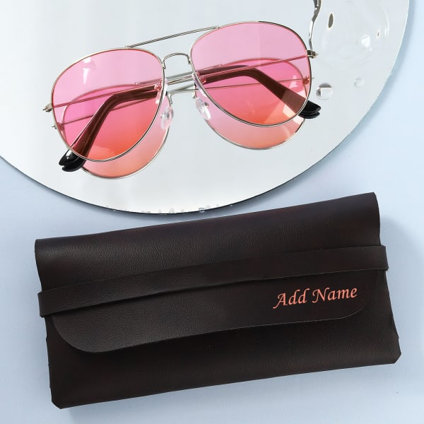 Playful Pink Aviator Sunglasses In Personalized Case