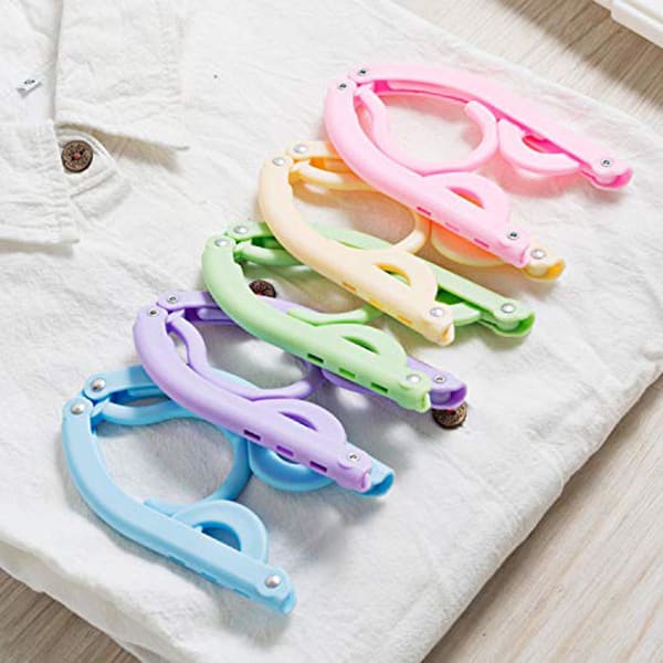 Portable Foldable Clothes Hanger - Set Of 5 - Assorted