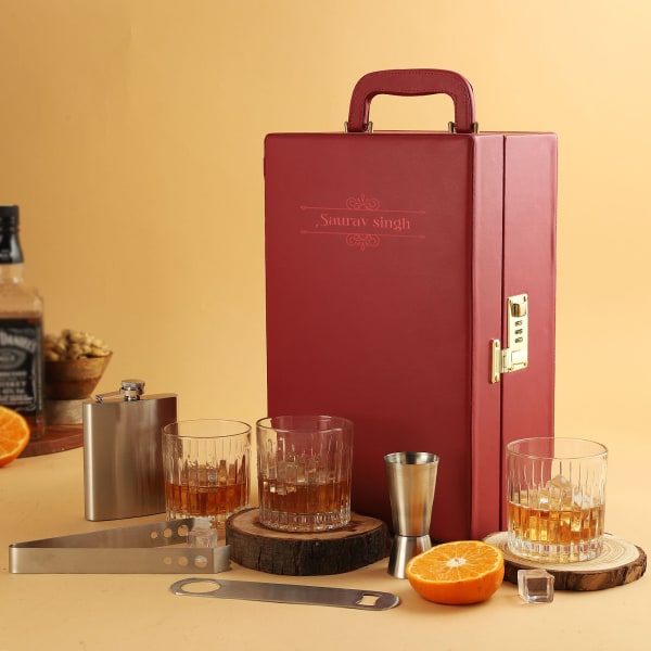 Portable Personalized Bar Set - Maroon