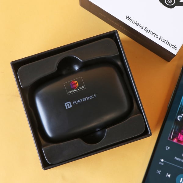 Portronics Harmonics Twins Mini Wireless Stereo Headphones - Customized With Logo