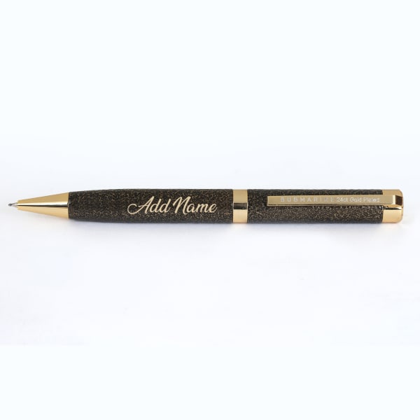 Premium 24 Carat Gold Plated Black Ball Pen - Customized with Name