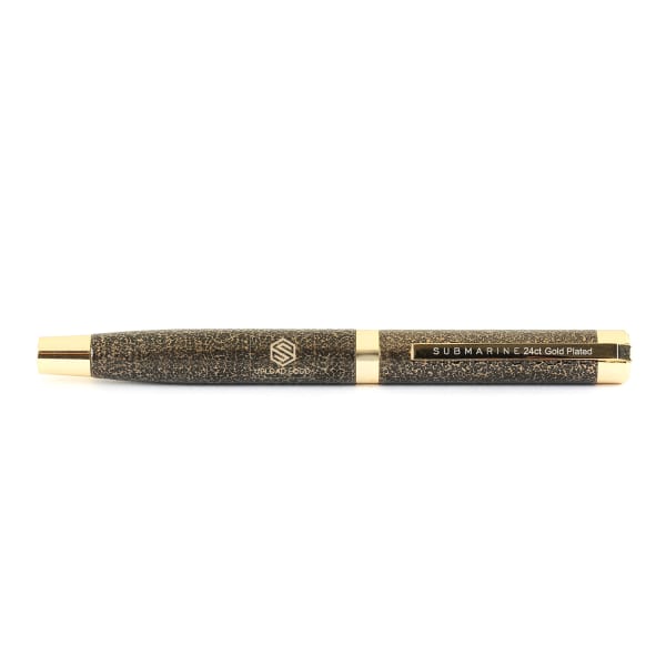 Premium 24 Carat Gold Plated Black Roller Pen - Customized with Logo