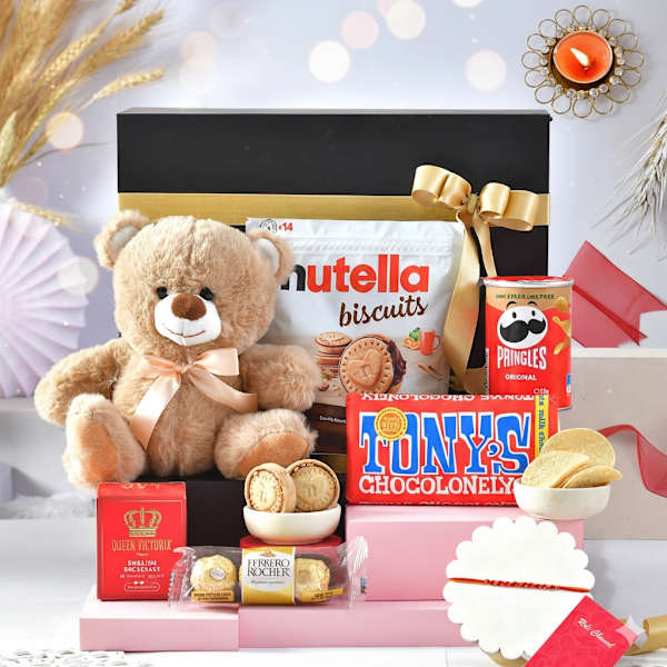 Premium Bhai Dooj Gift Hamper With Chocolates And Teddy