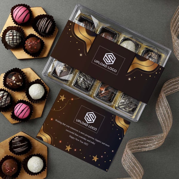 Premium Chocolate Truffles New Year Gift Box - Customized With Logo