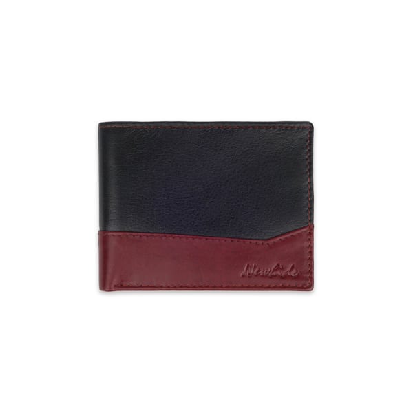 Premium Croc Print Leather Wallet - Maroon & Black