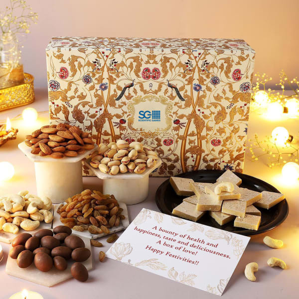 Premium Dry Fruits And Sweets Diwali Hamper - Customized With Logo