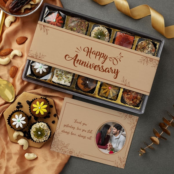 Premium Sweets Anniversary Gift Box With Personalized Card (Box of 15)