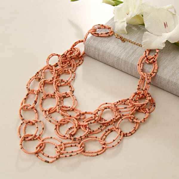 Pretty Peach Strings Necklace