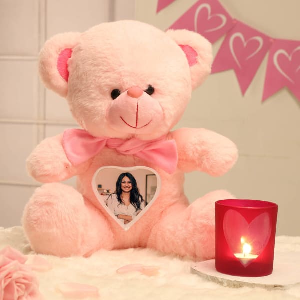 Pretty Personalized Teddy With T-Light Holder