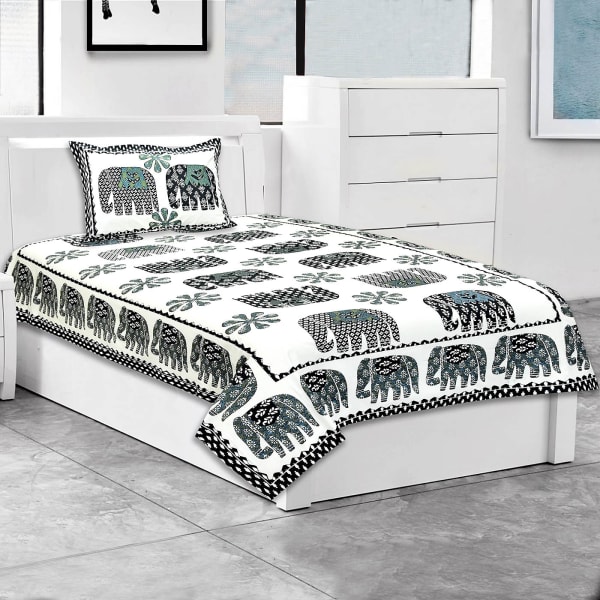 Printed Single Bed Bedsheet with Pillow Cover
