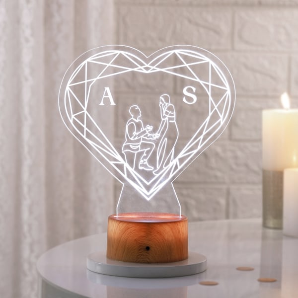 Promise Of Love Personalized LED Lamp - Wooden Finish Base
