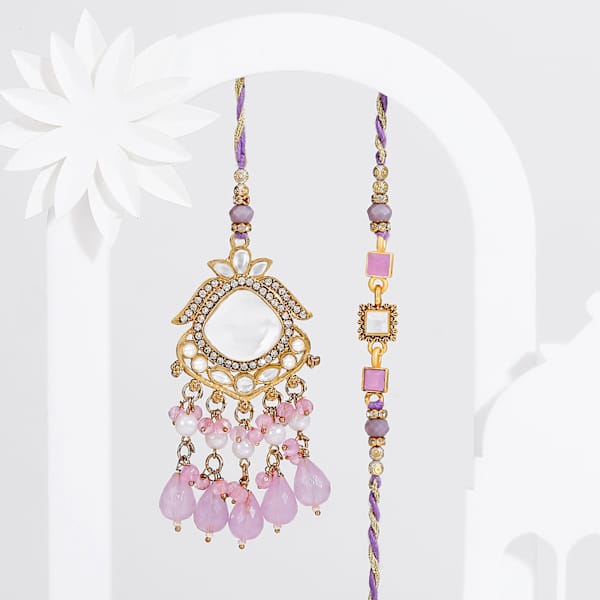 Purple Grace Kundan Bhaiya Bhabhi Rakhi