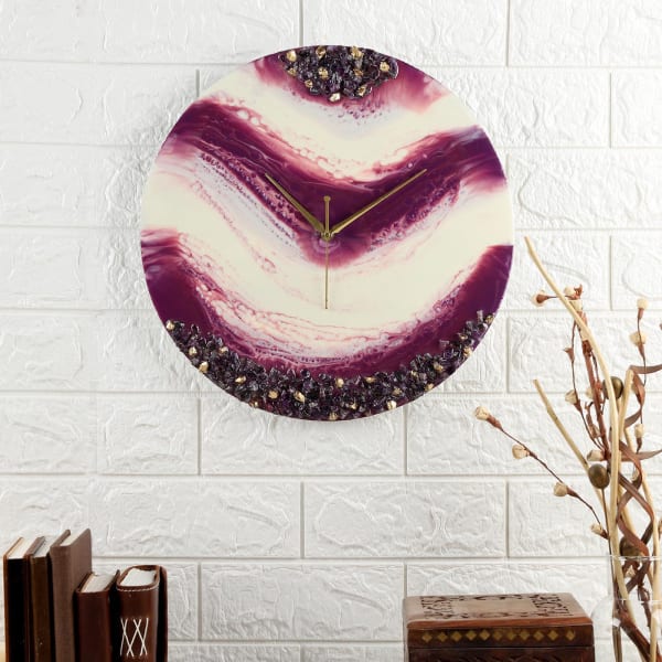 Purple Resin Art Wall Clock