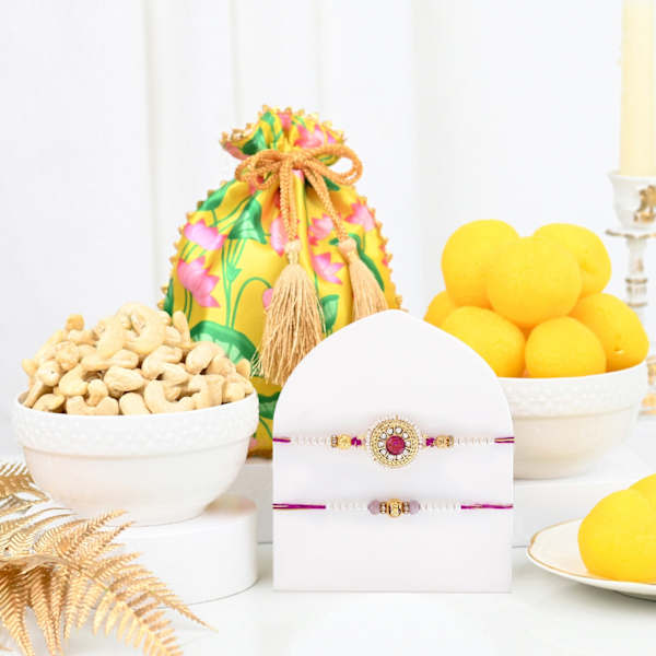 Purple Stone Rakhis Gift Hamper