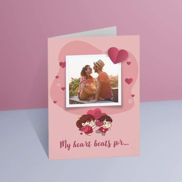 Quirky Heart Beats Personalized A5 Love Card