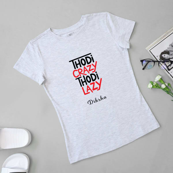 Quirky Personalized Cotton T-Shirt for Women - Ecru