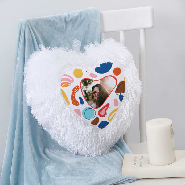 Quirky Personalized Heart Shaped LED Fur Cushion