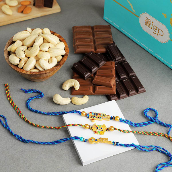 Quirky Rakhis With Cashews And Chocolates