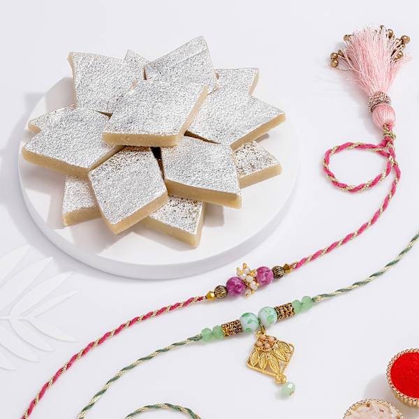 Radiant Pearl Rakhis Gift Combo
