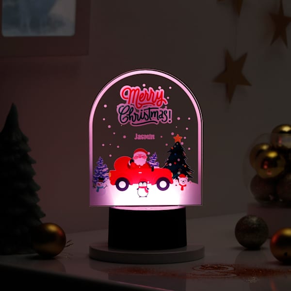 Radiant Personalized Merry Christmas LED Lamp - Black Base