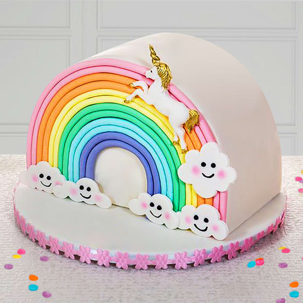 Rainbow Unicorn Half Year Birthday Cake (1.5 kg)
