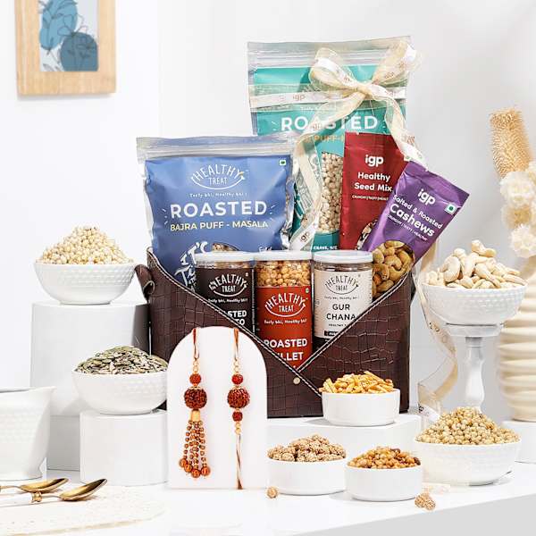 Rakhi Set With Dry Fruits And Healthy Mixes
