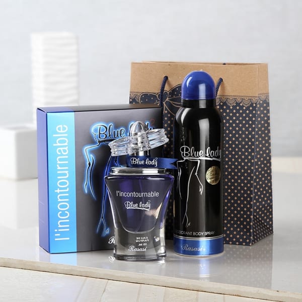 Rasasi Blue Lady Deodorant & Perfume Hamper for Her Gift/Send Fashion