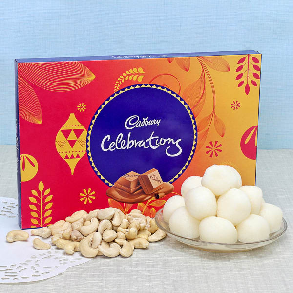 Rasgulla with Cashew Nuts & Cadbury Celebrations