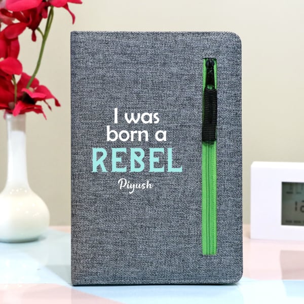Rebel Personalized Notebook With Zipper Pocket