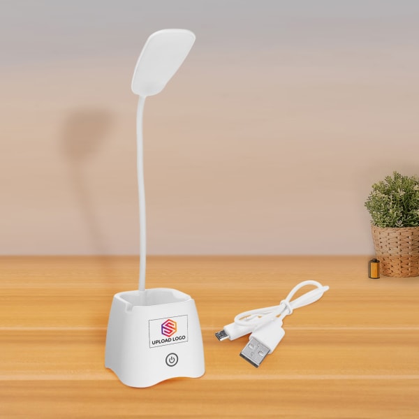 Rechargeable Desk Lamp with Pen and Phone Holder