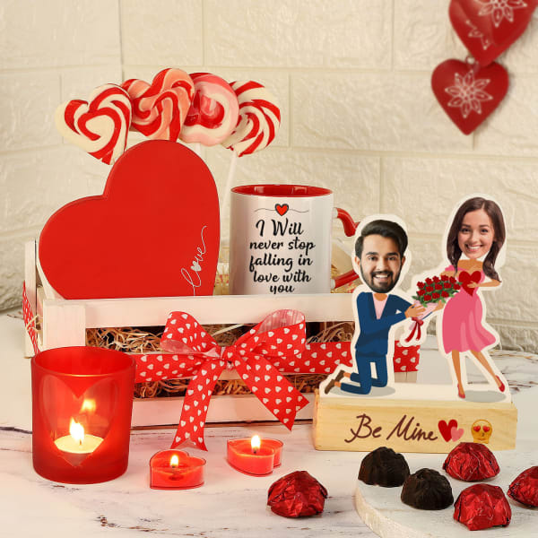 Red And White Personalized Basket Of Love