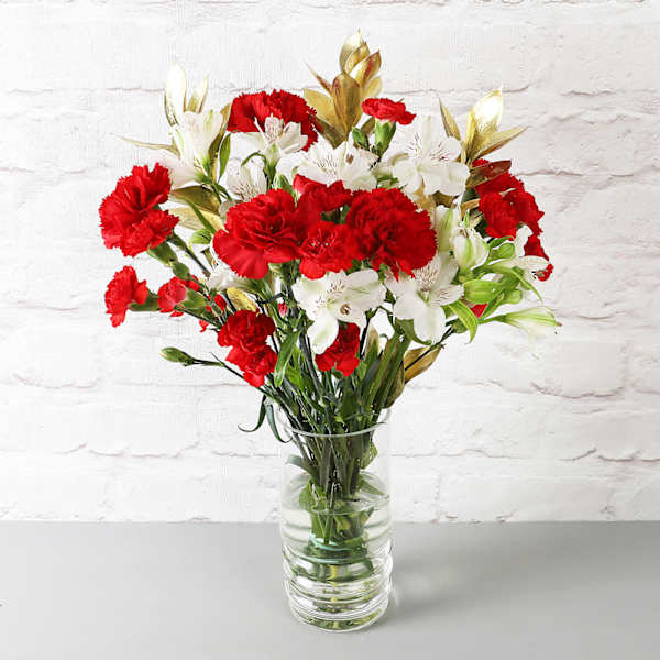 Red Carnations Christmas Arrangement