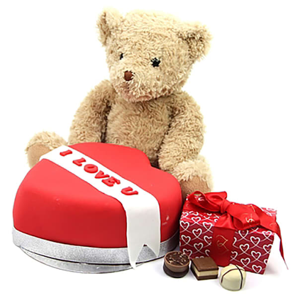 Red Heart Chocolates and Bear