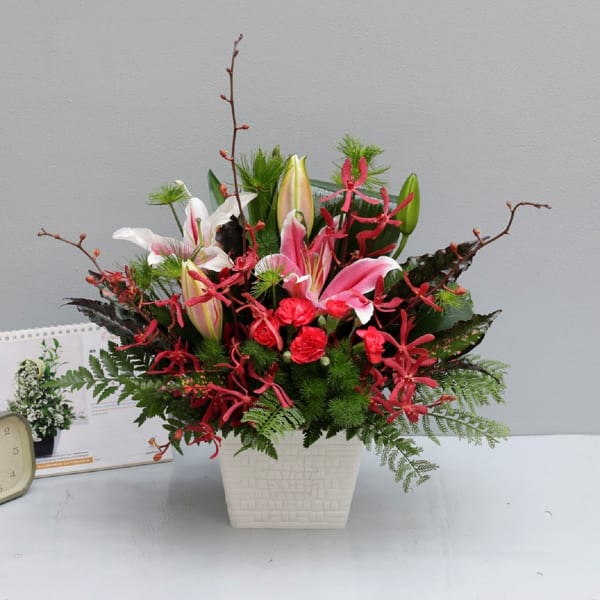 Red Pink and Green Arrangement