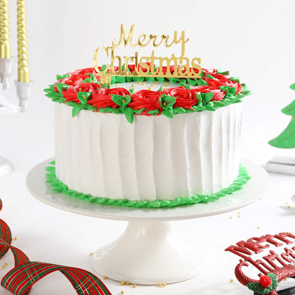 Red Roses Christmas Cream Cake
