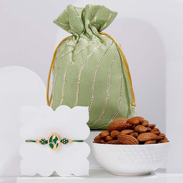 Regal Green Kundan Rakhi Hamper