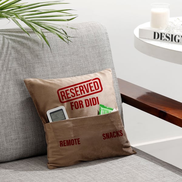 Reserved For Didi - Personalized Velvet Pocket Cushion - Beige
