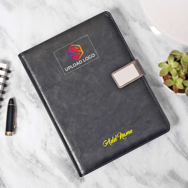 Ring Binder DIary With 5000mAh Power Bank - Customized With Name And Logo