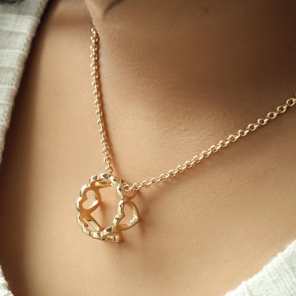 Ring of Hearts Rose Gold Finish Pendant Necklace