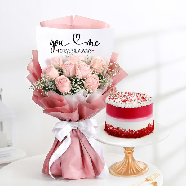 Romantic Blooms And Decadent Cake Duo