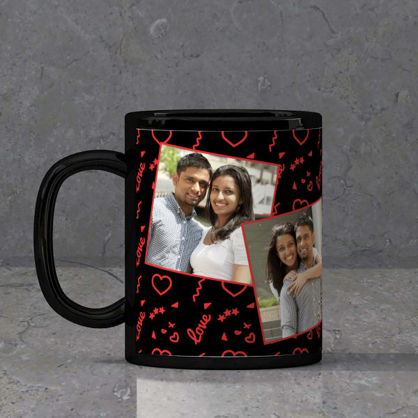 Romantic Collage Personalized Black Mug